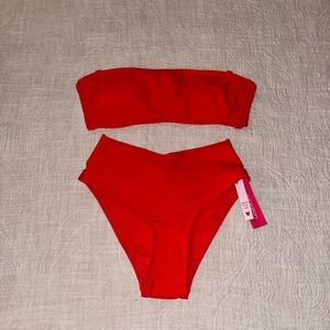 Xhiliration NWT High Leg Crossover Bikini Set